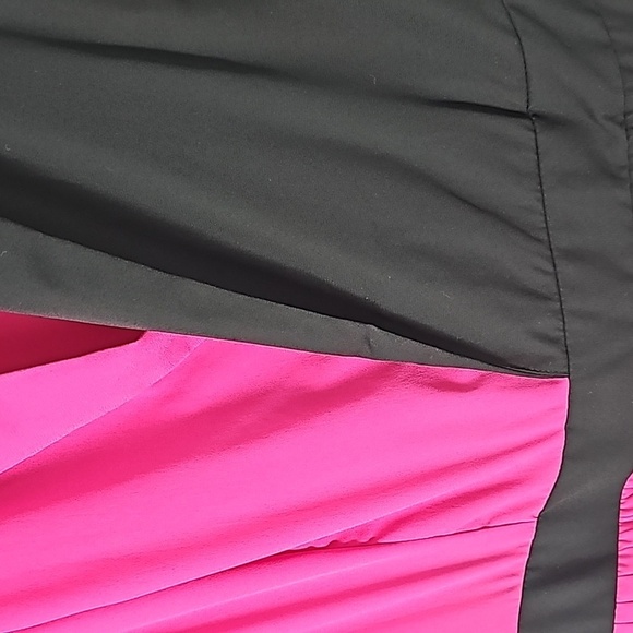 AS Color Blocked Dress Raspberry Pink & Black w Pleated Detail - Picture 6 of 12